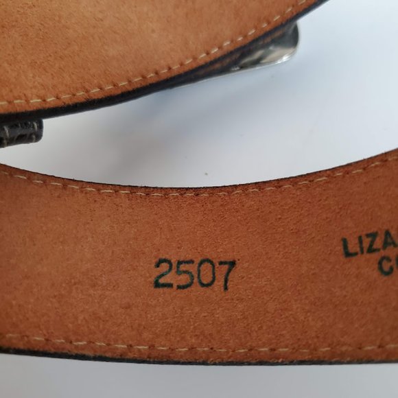 Vtg Gray Lizard Grain Cowhide Leather Ranger Western Belt Silver Sz 34 USA NWOT - Picture 11 of 11